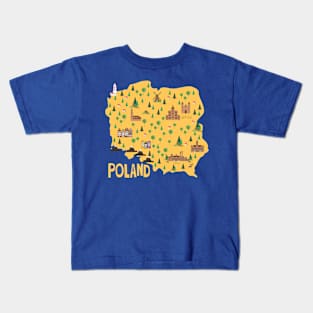 Poland Illustrated Map Kids T-Shirt